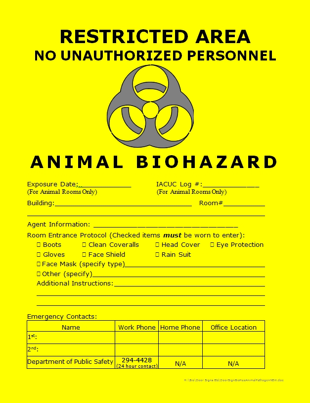 Biohazardous Materials Signage - Environmental Health and Safety